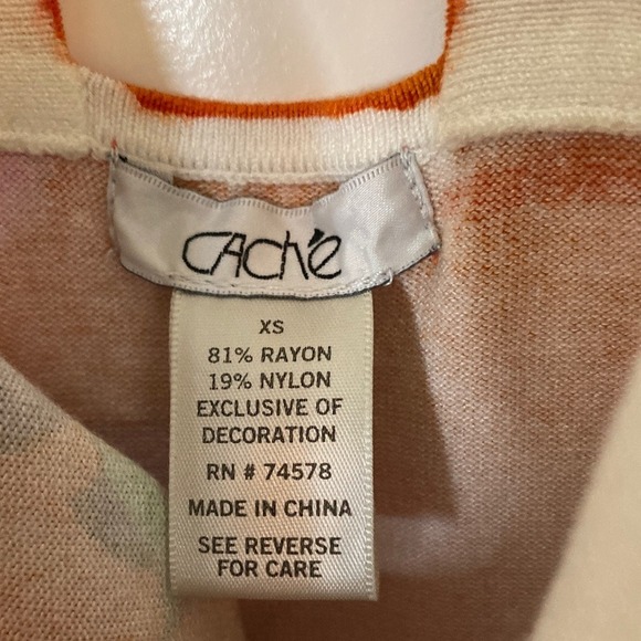 Cache Womens Floral Orange Beaded Tank Top Size XS Resort Beach Vacation Dressy - Picture 2 of 9